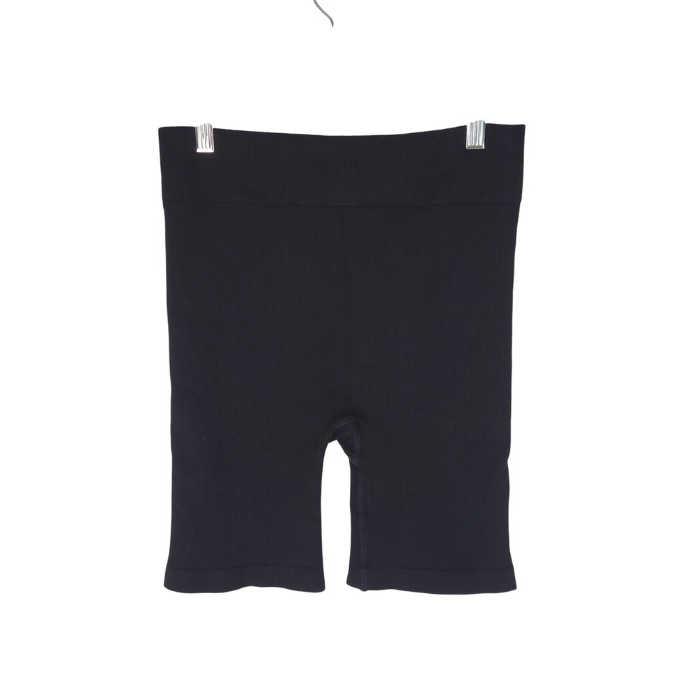Fabletics Ribbed Biker Athletic Shorts Large Black Seamless High Waisted Active